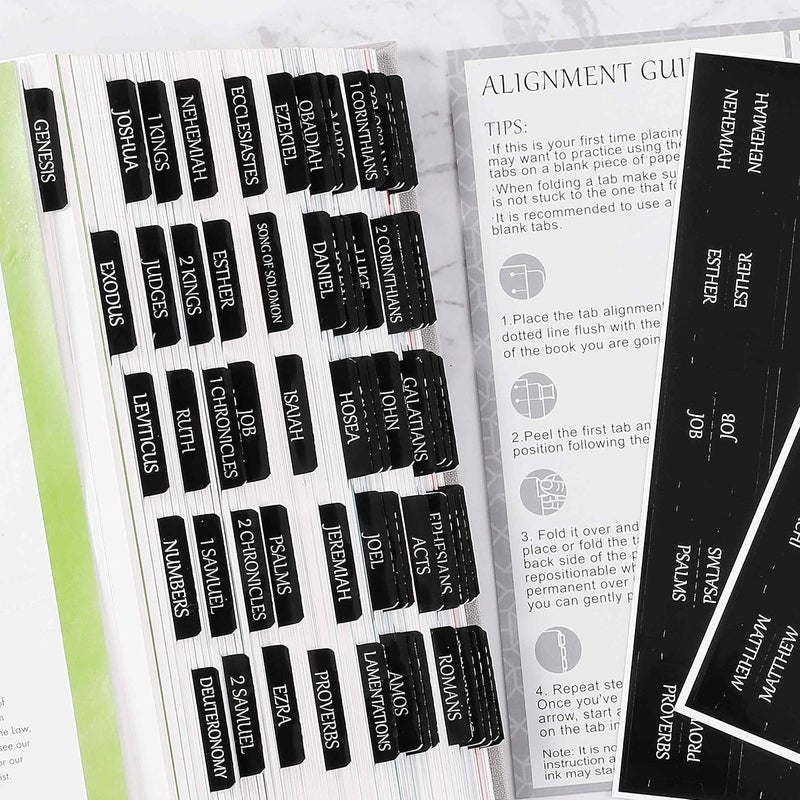 thinkor Reposition Laminated Bible Tabs, Large Print Stickers, Easy to Read and Apply Bible Tabs for Women and Man (Luxury Black) - Image 5